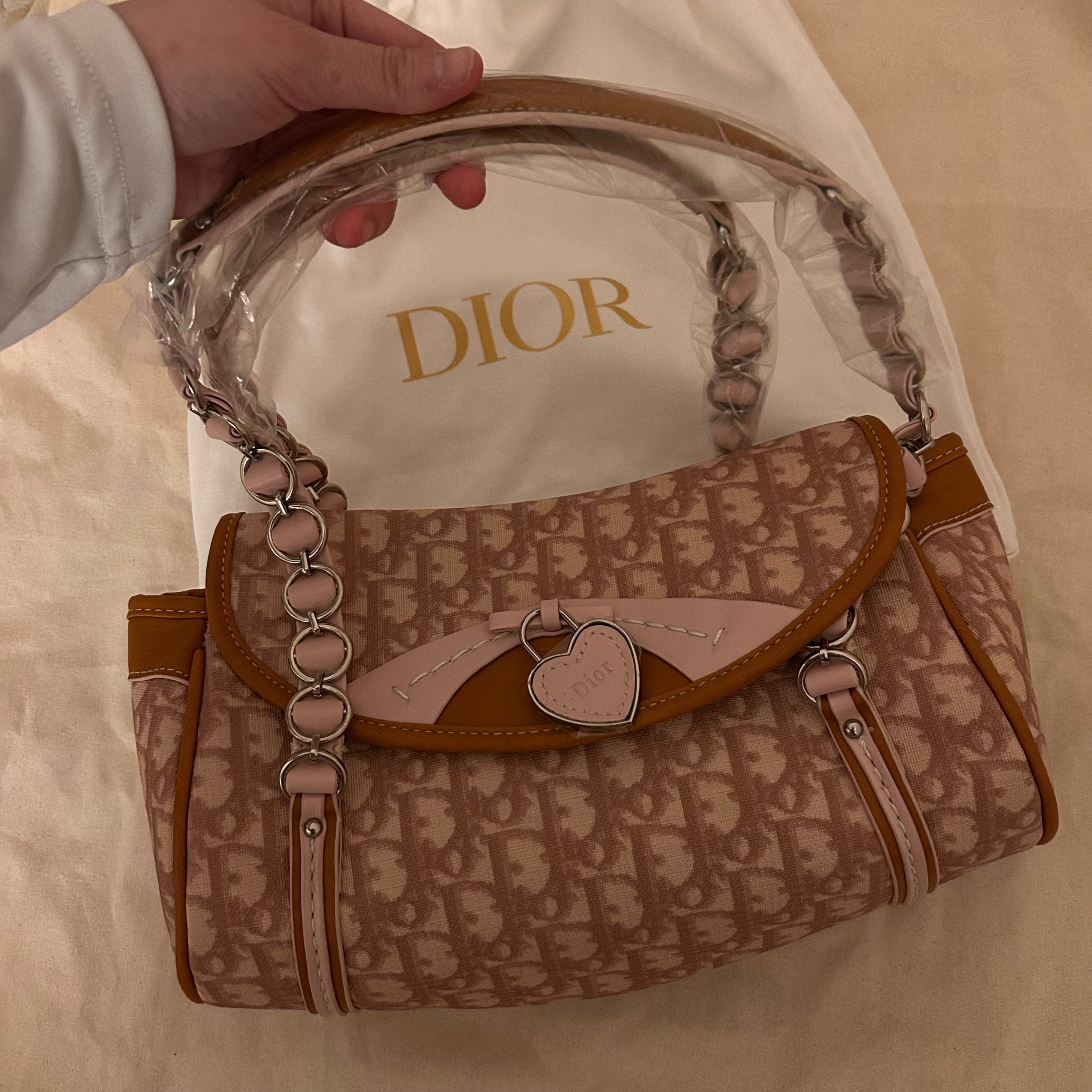 Vintage Bag with Pink Heart Charm