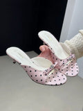 Polka Dot Bow Heeled Flip-Flops